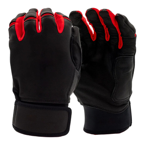 Professional Custom Black Red Baseball Batting Gloves Genuine Leather Shockproof Adult T-Ball Soft Tee Ball Batting Gloves - Product Image 6