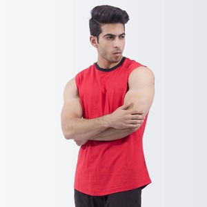 Men's <b>Red</b> Sleeveless O-Neck Knitted <b>Tank</b> <b>Top</b> Solid Color Casual Wear - Product Image 5