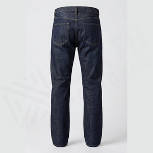 Straight-Leg Dark Wash Denim Jeans Men High Waist Slim Fit Cotton Casual Autumn Style <b>Pants</b> - Product Image 2