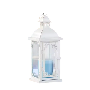 Farol de Hierro Blanco de Diseño con Recortes Florales para Decoración del Hogar, Portavelas Duradero, Centro de Mesa, Farol de Diseño Moderno - Product Image 6