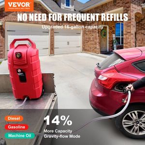 Carrello carburante portatile da 16 galloni 7.8 L/min pompa a mano ruote in gomma serbatoio di stoccaggio per macchine Diesel benzina olio falciatrici auto - Product Image 2