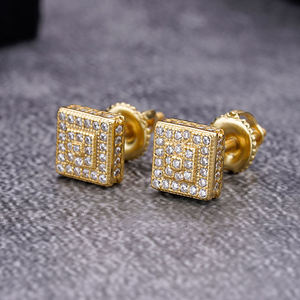 Lab Grown Diamond Square Stud <b>Earrings</b> 925 <b>Silver</b> Geometric Iced <b>Earrings</b> for <b>Men</b> Women Certified Diamond Gift Elegant Jewellery - Product Image 4