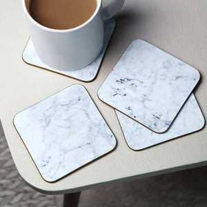 Luxury Marble Print Coasters Set Elegant Stone Inspired Finish Drink Coasters for Coffee Table Home Office <b>Desk</b> Tea Coffee Cups - Product Image 4