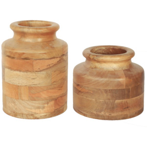 Handcrafted Mango Wood Decorative Urn Jar | <b>Rustic</b> Home Decor by Aqdus Saleem - Product Image 1
