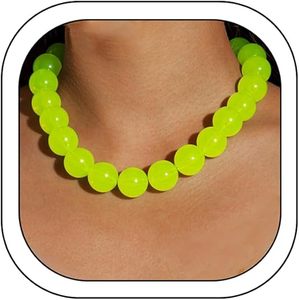 Necklace for Women Blue Green Pink <b>Red</b> <b>Beads</b> Choker Necklaces Acrylic <b>Bead</b> Statement Necklace Trendy Handmade Jewelry - Product Image 4