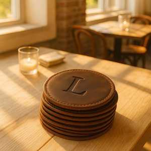 Posavasos de Cuero Genuino Personalizados con Logotipo Grabado, Cuadrados, Impermeables, para Bebidas, Tazas, Vino, Accesorios Clásicos de Lujo - Product Image 1