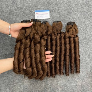 Luxury Bouncy Curly Bounce Brown Hair Weft Remy Vietnamese Human Hair Bundles Hair Extensions <b>Machine</b> Double Weft ThanhanHair - Product Image 3