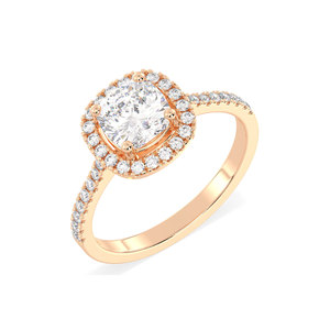 Bague halo en or 14 carats certifiée REYES IGI avec diamant de laboratoire HPHT CVD pour femme, solitaire, cadeau de fiançailles, mariage, bijoux fins - Product Image 1