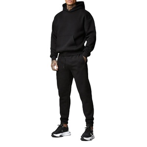 Ensemble de survêtement surdimensionné 100% coton pour hommes, vêtements d'entraînement de sport personnalisés avec impression de lettres pour l'hiver, technique de lavage à l'acide pour l'été - Product Image 1