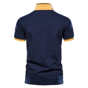 Geometric <b>Patchwork</b> Polo T <b>Shirt</b> Men Short Sleeve Knitted Casual Wear Custom Logo - Product Image 6