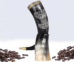Handcrafted Authentic Buffalo Horn Drinking Mug with Stand & Leather Holder - Durable Medieval Viking Mug - Unique Historical - Product Image 5