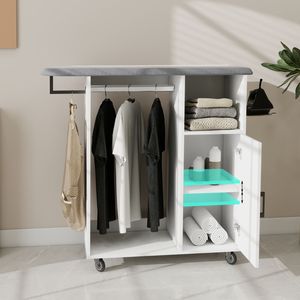 Carrello Compatto Multifunzione con Asse da Stiro e Ruote per Lavanderia - Product Image 5