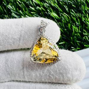 TASBIYA GEMS Women's Natural <b>Citrine</b> Gemstone 925 Sterling Silver Minimalist Solitaire <b>Pendant</b> Gold Rhodium Plating Third Party - Product Image 3
