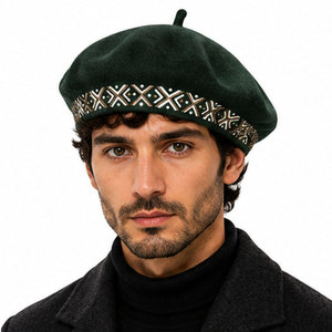 Classic Merino Wool <b>Beret</b> Hat Breathable Felt Fashion with Elegant Embroidery Lightweight Winter Outdoor Unisex Hat - Product Image 4