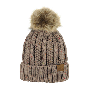 Bonnet tricoté unisexe avec pompon, chapeau d'hiver fait main en acrylique, couleur unie, décontracté, 56-58CM - Product Image 1