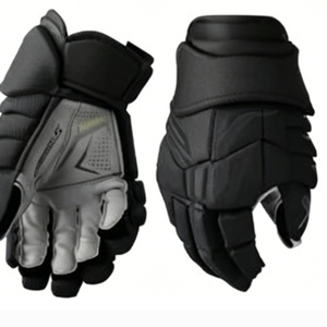 RexFit Sports Unisex Professional Padded Ice Hockey Gloves 100% Polyester <b>Black</b>/Grey Solid Pattern with <b>Velcro</b> Closure - Product Image 1