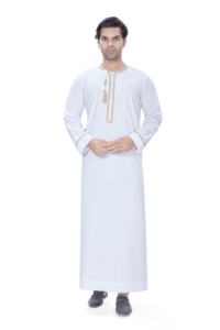 <b>Men's</b> OMANI Embroidery <b>Thobe</b>/Thawb-Polyester Viscose Fabric Breathable & Anti-Wrinkle Summer Wedding & Daily Dress - Product Image 2