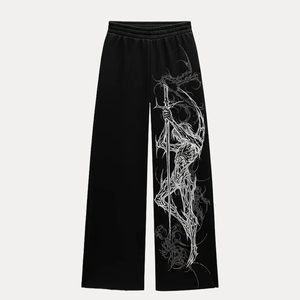 Custom Street Wear High Quality Sweat Pants Heavyweight Cotton Vintage Acid Wash Oversized Wide Leg Baggy Striped Sweatpants - Product Image 1