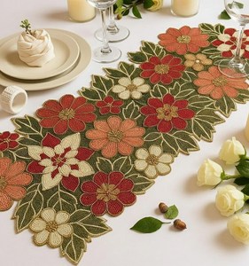 Handmade Beaded Embroidered <b>Table</b> <b>Runner</b> Floral <b>Placemats</b> Custom <b>Table</b> Linen for Home Wedding Hotel Banquet - Product Image 3