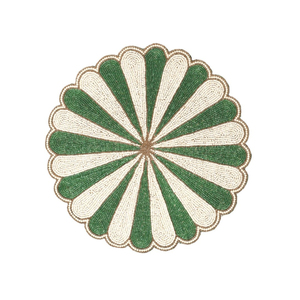 Set de table rond en raphia tressé fait main, écologique, bicolore bordeaux et rose, style bohème, vente en gros - Product Image 4