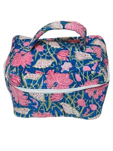 Vintage Cotton Peach Tone Heart Print Waterproof Customizable Travel <b>Makeup</b> Case Zipper Closure Eco-Friendly Durable <b>Makeup</b> - Product Image 4