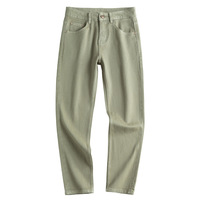 Jean slim vintage coupe bootcut pour homme, en mélange de coton extensible, taille mi-haute, fermeture éclair, léger, vert émeraude, taille S-XXL, uni