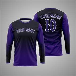 Camiseta deportiva de manga larga con sublimación personalizada – Camiseta de entrenamiento atlético con impresión de número y nombre de equipo personalizados - Product Image 1