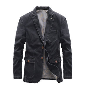 High Quality Men's Winter 100% Cotton Black <b>Vintage</b> <b>Denim</b> <b>Jacket</b> with Custom Printed Embroidery Front Logo - Product Image 3