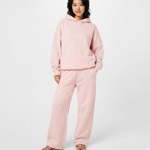 Women's Custom Logo Winter <b>Hooded</b> Anti-Wrinkle Tracksuit Set Pullover <b>Jumper</b> Ankle-Length Sweatpants Leisurewear Low MOQ Casual - Product Image 1
