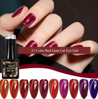 Vente Flash Usine : Kit de Vernis Gel Œil de Chat Rouge Naturel Super Luxueux, Non Toxique, 21 Couleurs, 15ml, Longue Durée