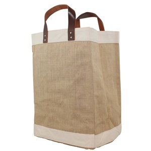 Vente en gros de matériaux écologiques recyclés 100% sacs de jute sacs fourre-tout en jute vierge avec poignées - Product Image 4