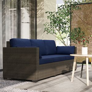 Divano da Esterno in Vimini PE a 3 Posti con Seduta Profonda e Cuscini Rimovibili Impermeabili per Balcone o Terrazza - Product Image 2