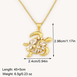 Collana con Ciondolo a Forma di Tartaruga in Cristallo Zircone Lucido QIKU, Design Traforato, Gioiello di Lusso Leggero per Donna e Uomo, Regalo per Feste - Product Image 3
