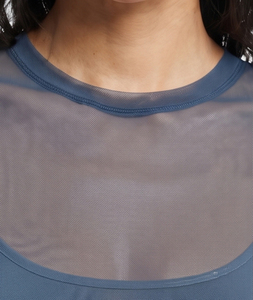 Camiseta Corta de Malla Transparente de Manga Larga para Mujer, Cuello Redondo, Transparente, Ligera, para Verano - Product Image 4