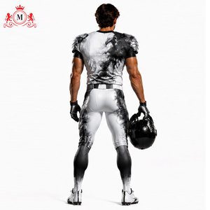 Ensemble Maillot et Pantalon de Football Américain Personnalisé pour Homme – Blanc et Noir, Respirant, en Polyester, pour Équipe Adulte – Détection par Aiguille - Product Image 2