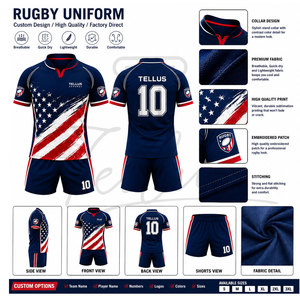 Meilleures ventes : Uniforme de rugby pour adulte, confortable, de haute qualité, 100 % polyester, manches courtes, sublimation personnalisable, séchage rapide - Product Image 5