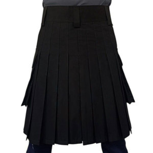 Kilt de travail noir pour pompier – Kilt tactique 100 % coton pour homme avec bande réfléchissante de sécurité - Product Image 4