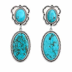 Boucles d'oreilles pendantes en turquoise, style western, faites à la main, bijoux en argent du sud-ouest pour femme, cadeau - Product Image 1