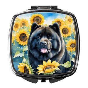 Miroir de maquillage de voyage pliant compact pour femmes filles Chow Chow tournesols cadeau de poche décoratif pratique pour le maquillage - Product Image 1