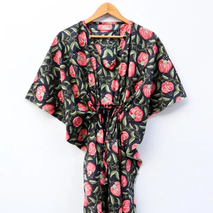 Kaftan en coton imprimé à la main en gros, robe de soirée pour femme, robe longue de plage en coton imprimé, tenue de soirée - Product Image 2