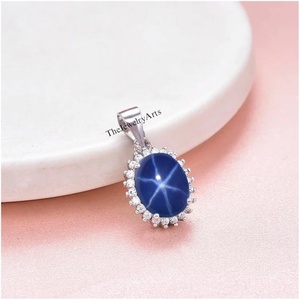Collier pendentif en argent sterling 925 avec saphir bleu étoilé, bijoux vintage antique, cadeau pour femme - Product Image 5