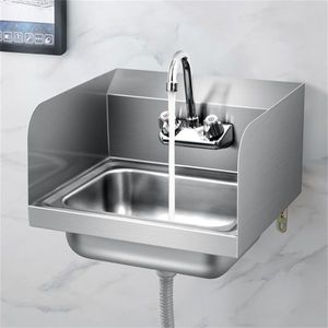 Rubinetto Moderno da Parete in Acciaio Inox Spazzolato con Scarico a Foro Singolo per Villa, Appartamento, Ristorante, Hotel, Caffetteria - Product Image 3