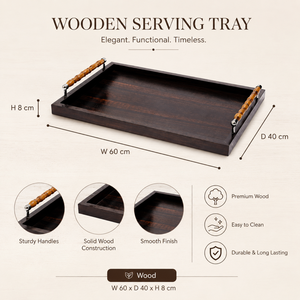 Premium Wooden Serving Tray with Handles| Large Rectangular Decorative Tray for Home Hotel Restaurant <b>Coffee</b> <b>Table</b> Serving Decor - Product Image 5