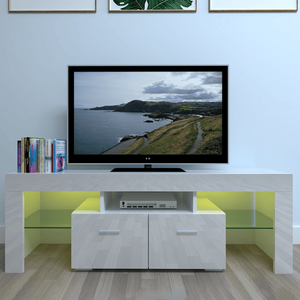 Mobile TV LED Bianco per Casa e Hotel, Personalizzabile, Decorazione Domestica con Due Cassetti, Console e Supporto TV - Product Image 5