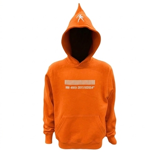 Sudadera Negra con Capucha y Estampado Digital de Código de Barras, Corte Regular, Informal para Hombre, 100% Algodón, Tejido de Punto, Bolsillo Delantero, Invierno - Product Image 3