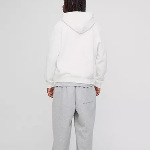 Sudadera con Capucha y Cremallera para Hombre, Blanca, de Felpa, Estilo Casual, para Otoño, 100% Algodón Tejido, Color Sólido, Ecológica - Product Image 4