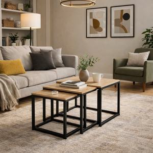 Table basse en bois contemporaine pour salon, petit espace, design minimaliste, table de canapé pour bureau à domicile, mobilier moderne élégant - Product Image 2