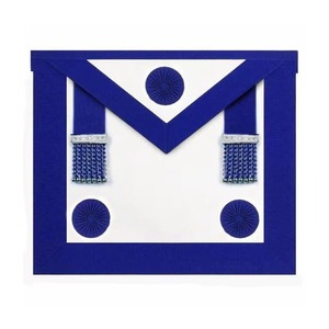Delantal de terciopelo clásico de lujo Master Mason Blue Lodge, bordes azul real, rosetas, borlas de cadena de metal plateado, uso en catedral - Product Image 1