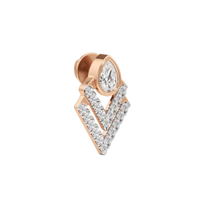 Boucles d'oreilles clous en or rose avec diamant taille poire, bijoux de luxe géométriques pour femme, parfaits pour les soirées - Product Image 2