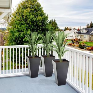 Set di 3 Vasi Alti Neri per Interni ed Esterni, Fioriere da 71 cm con Foro di Drenaggio per Portico, Patio, Terrazza e Spazi Esterni - Product Image 5